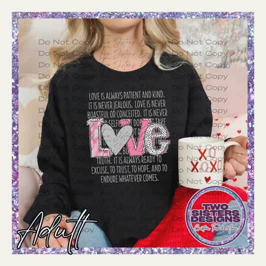 Love is Patient Pink and White Apparel