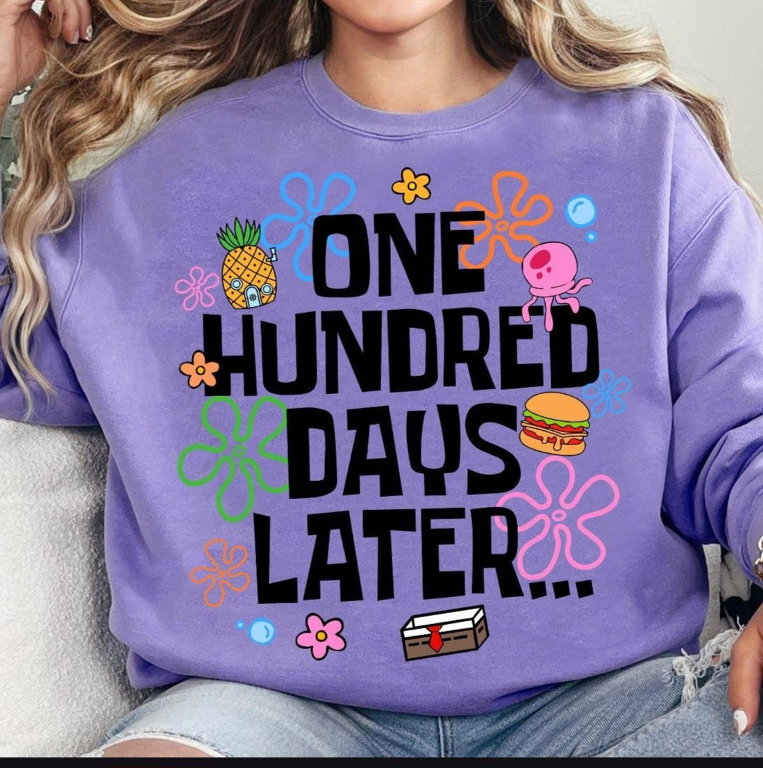 100 Days Later Black Letters Apparel