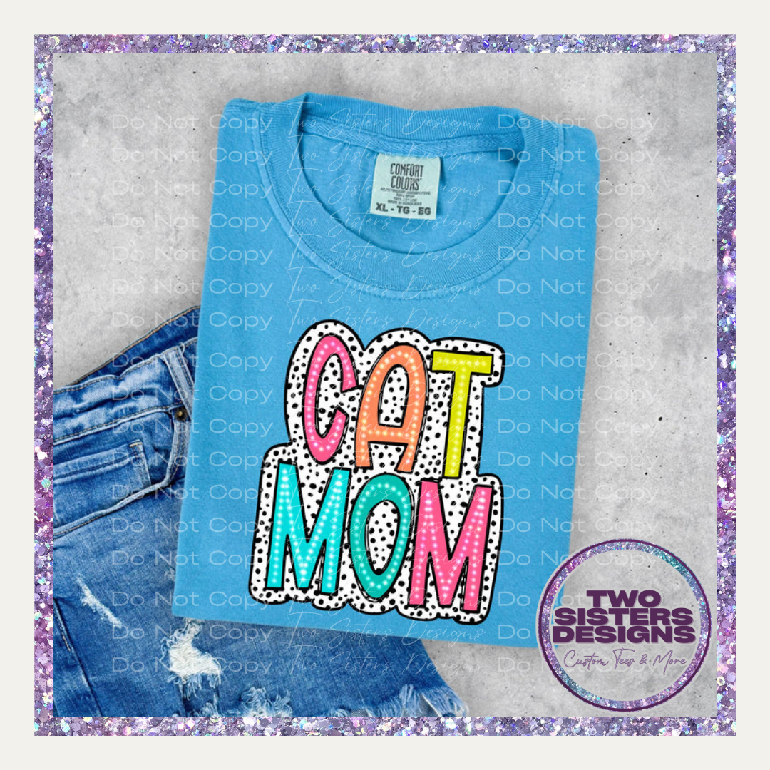 Bright Polka Dotted Cat Mom Apparel