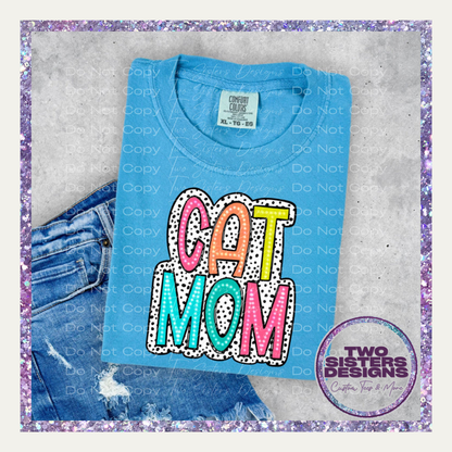 Bright Polka Dotted Cat Mom Apparel