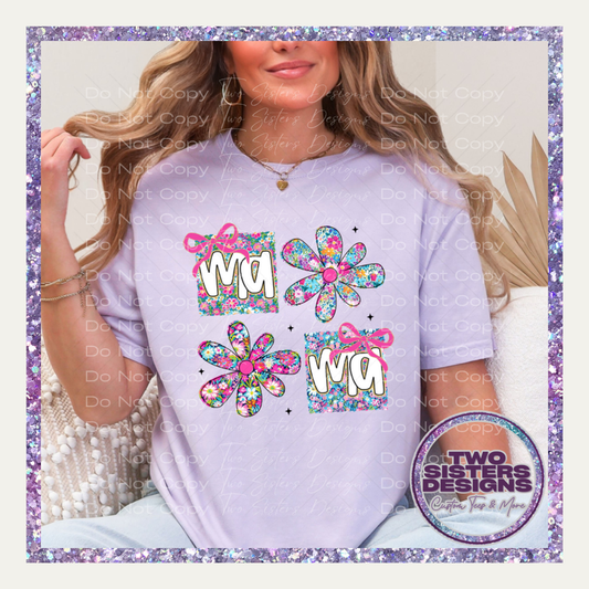 Retro Floral and Bow Mama Apparel