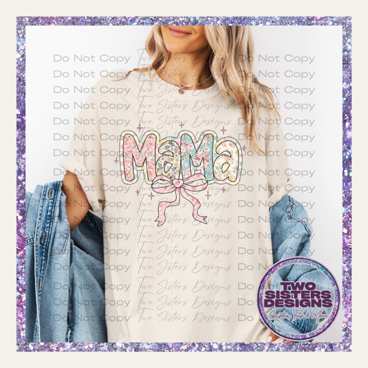 Pastel Floral Mama With Bow Apparel