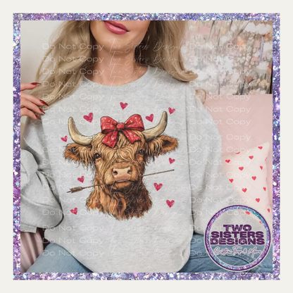 Highland Cow Arrow and Hearts Apparel