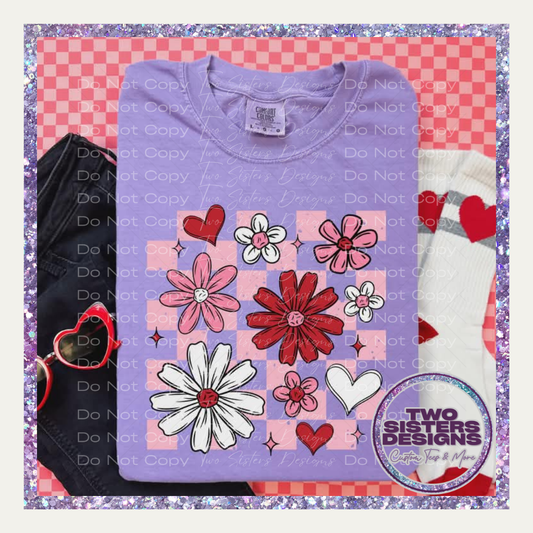 Checkered Floral and Hearts Apparel
