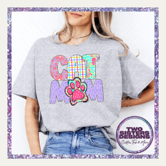 Multi Print Cat Mom Apparel